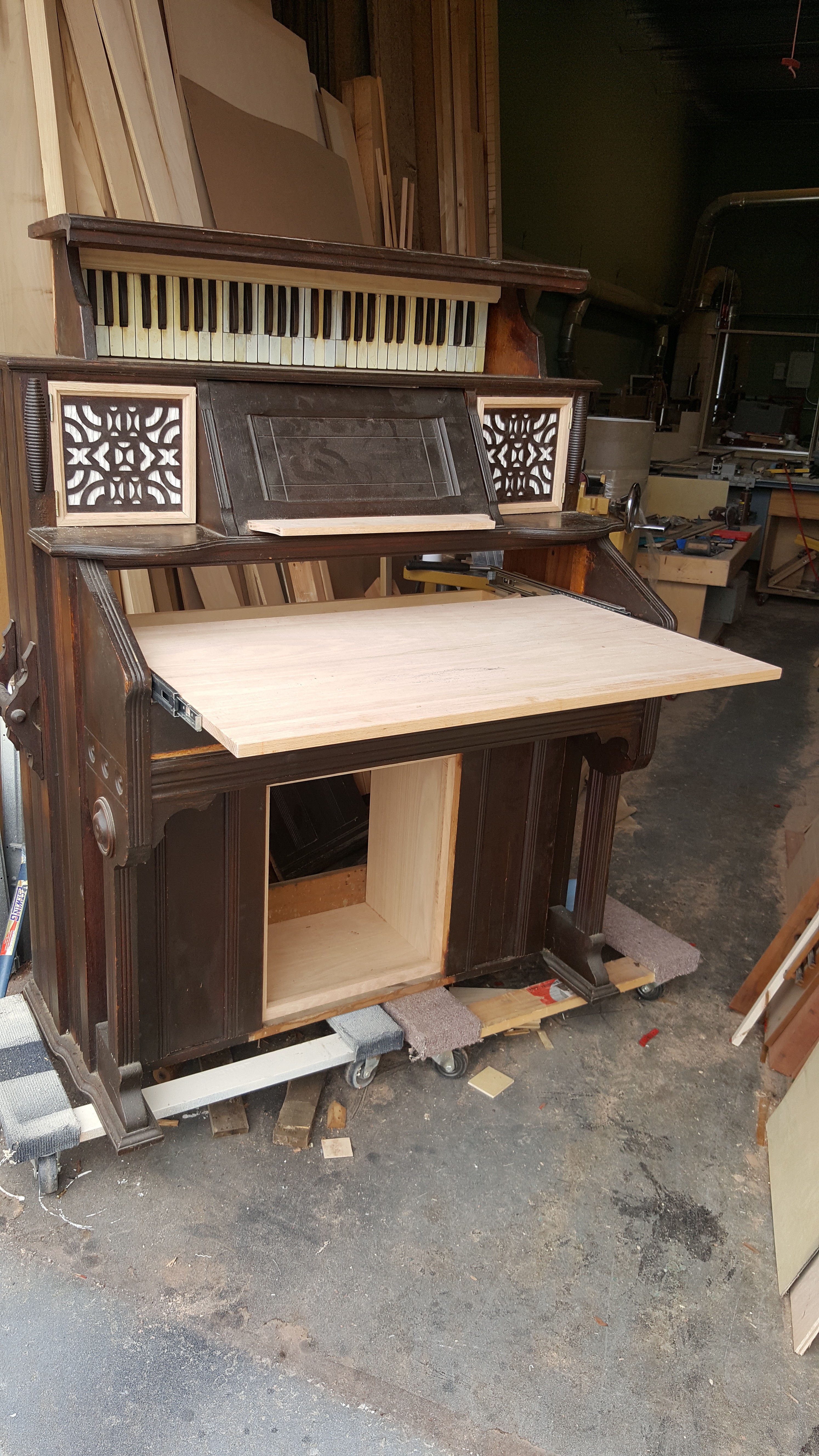 Antique Pump Organ Converted To A Computer Desk Furst Woodworking