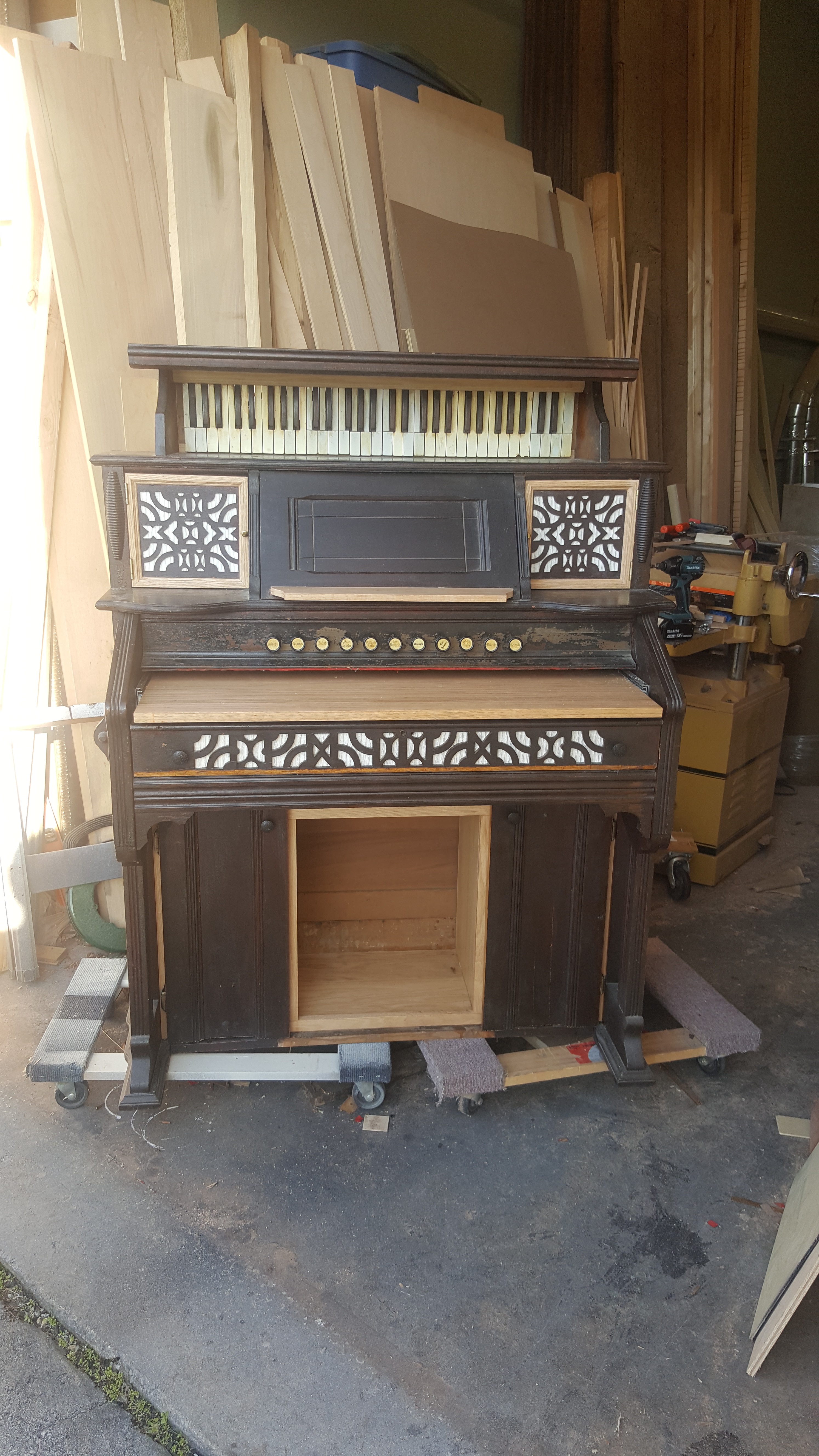 Antique Pump Organ Converted To A Computer Desk Furst Woodworking